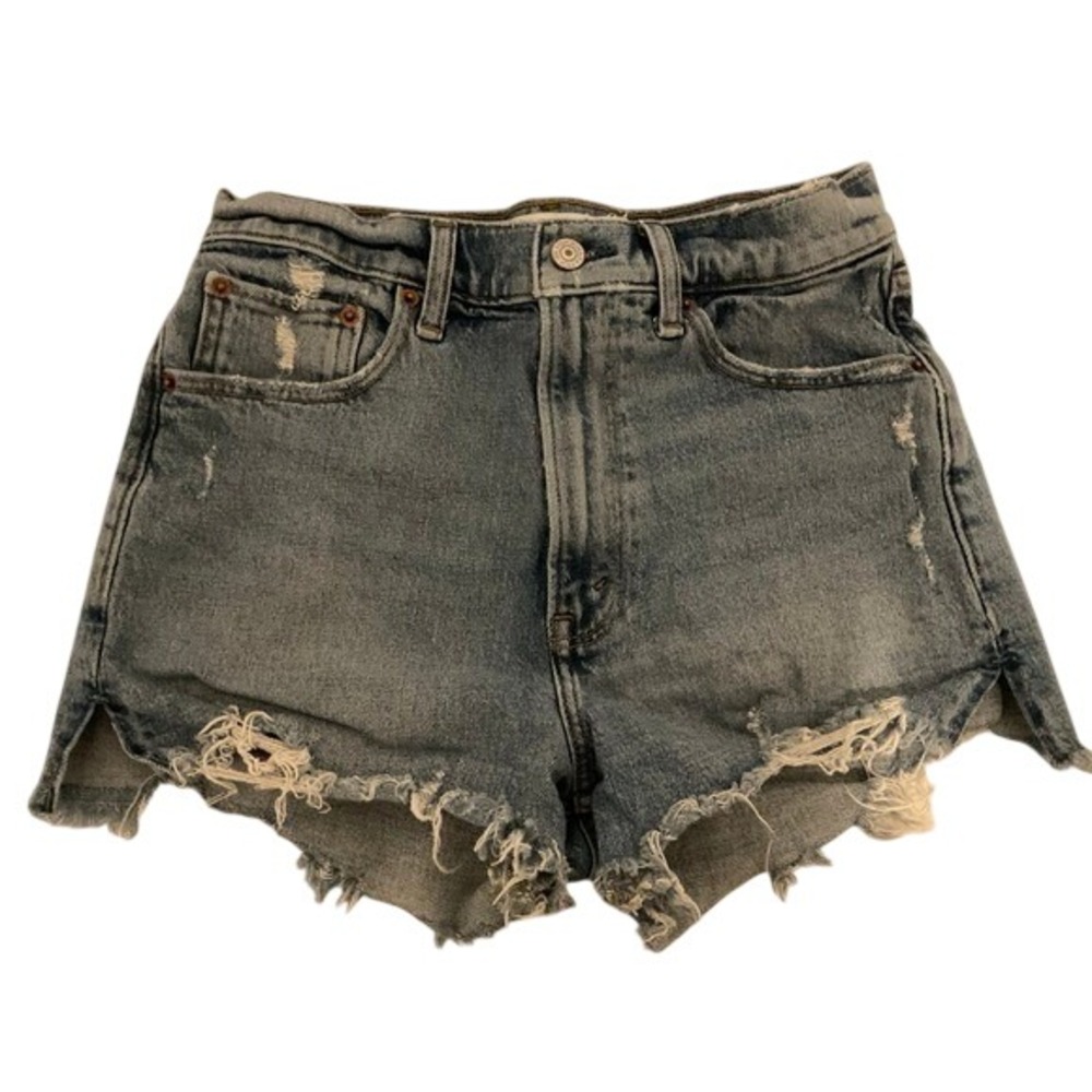 Abercrombie‎ & Fitch "The Mom Short" High Rize Dark Wash Distressed Short Sz 2